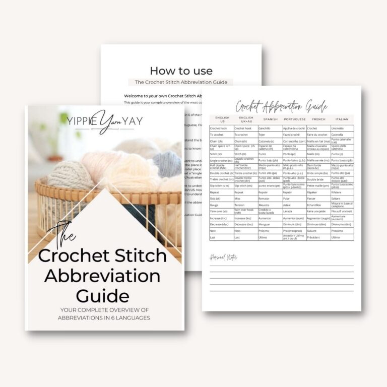 free crochet stitch abbreviation printable