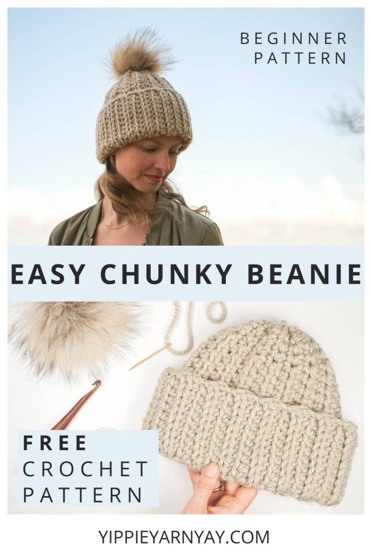 Free Pattern - Chunky Crochet Beanie for Beginners+Video