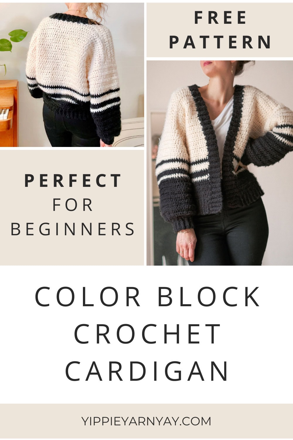The PERFECT Color Block Crochet Cardigan - FREE Pattern